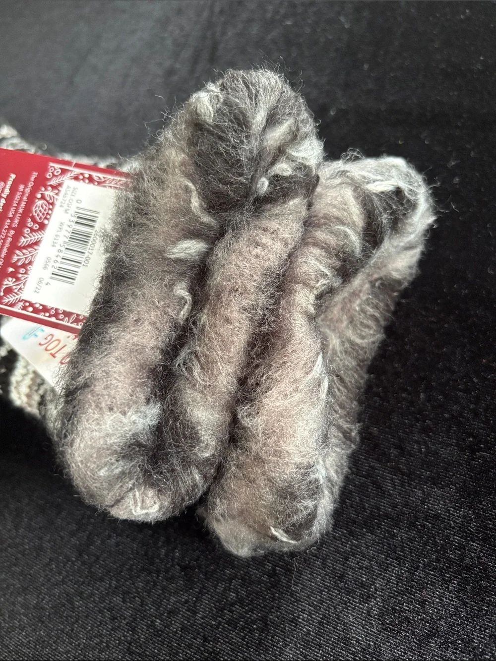 Muk Luks  Black and Brown Fair Isle Thermal Crew Socks